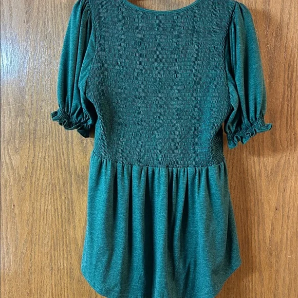 X-Large Green Smocked Babydoll Top - Picture 5 of 10
